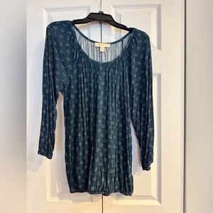 Michael Kora Teal Paisley Women's Top, size Large.